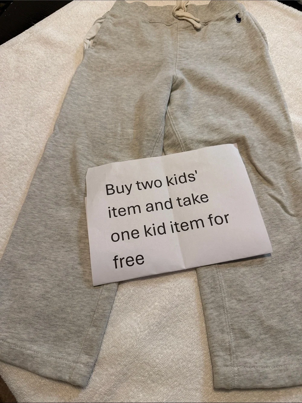 Ralph Lauren Light Grey Kids Sweatpants with Drawstring